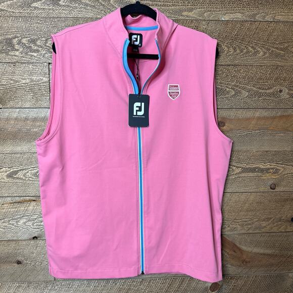 Footjoy Full Zip Knit Vest Calabasas Counrty Club Logo Stretch Size Medium NWT - Picture 1 of 7